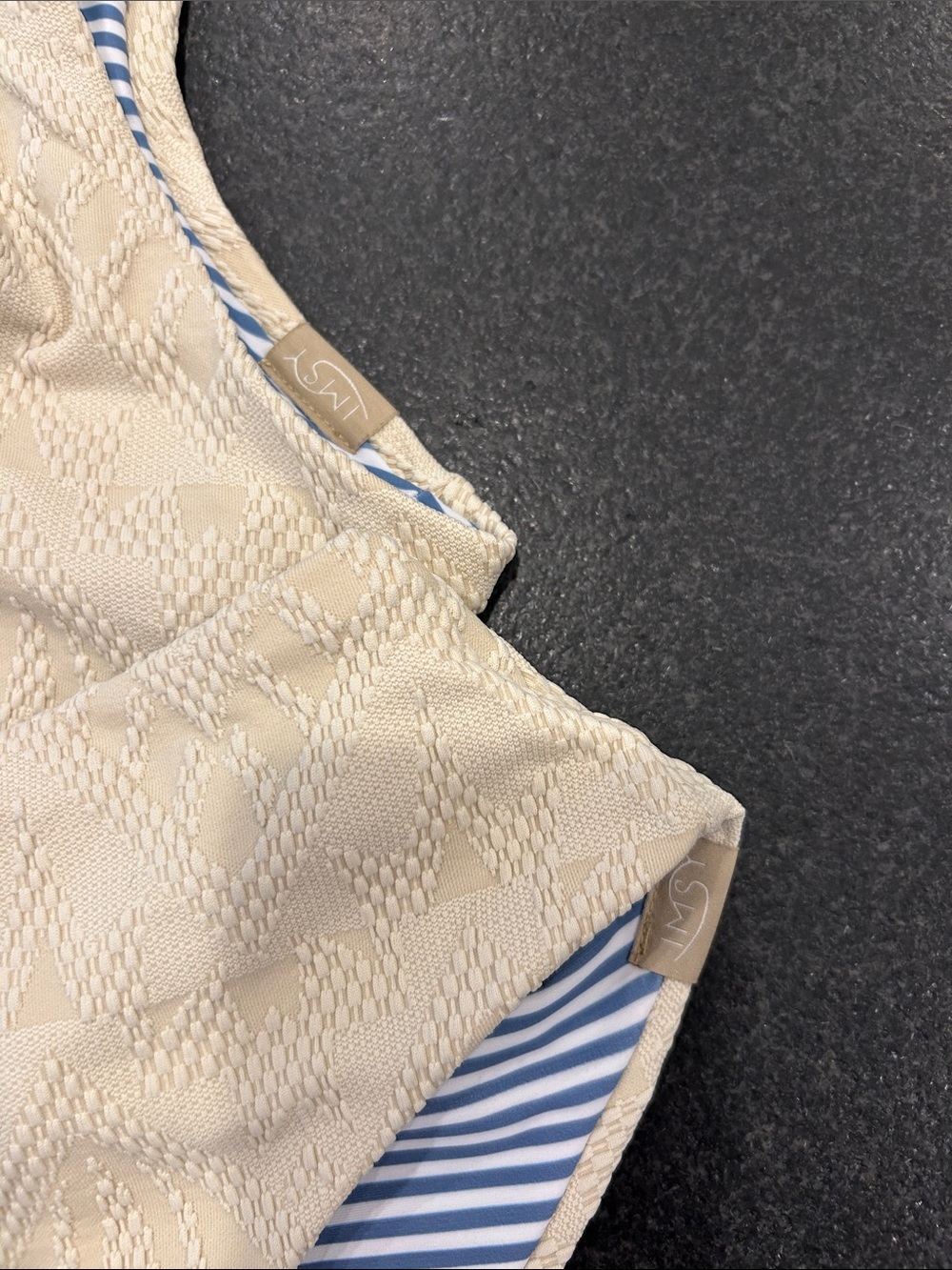 Reversible Bikini Set, Size S, Excellent Condition, Cream and Blue/White Stripes - Picture 2 of 5